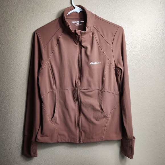 Eddie Bauer Other - Eddie Bauer Boys Mock Neck Lightweight Brown Performance Jacket-Size L (12/14)
